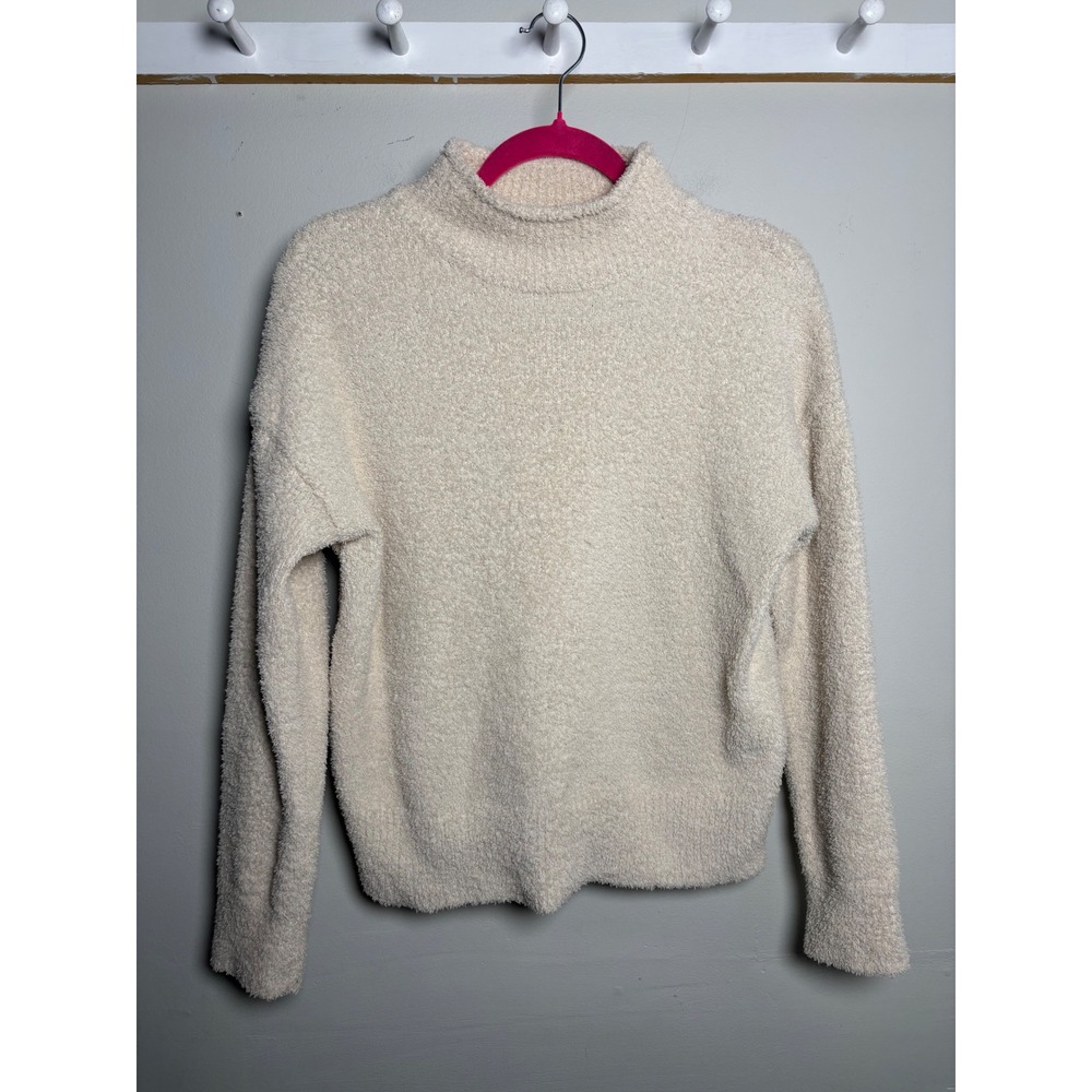 Sincerely Jules Cream Boucle Knit Mock Neck Sweater Womens Small